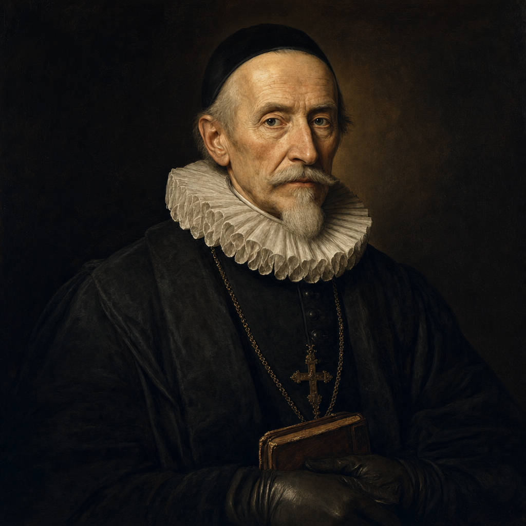 Portrait interpretation of Bishop Peder Winstrup (AI-generated artwork, not documentary evidence)