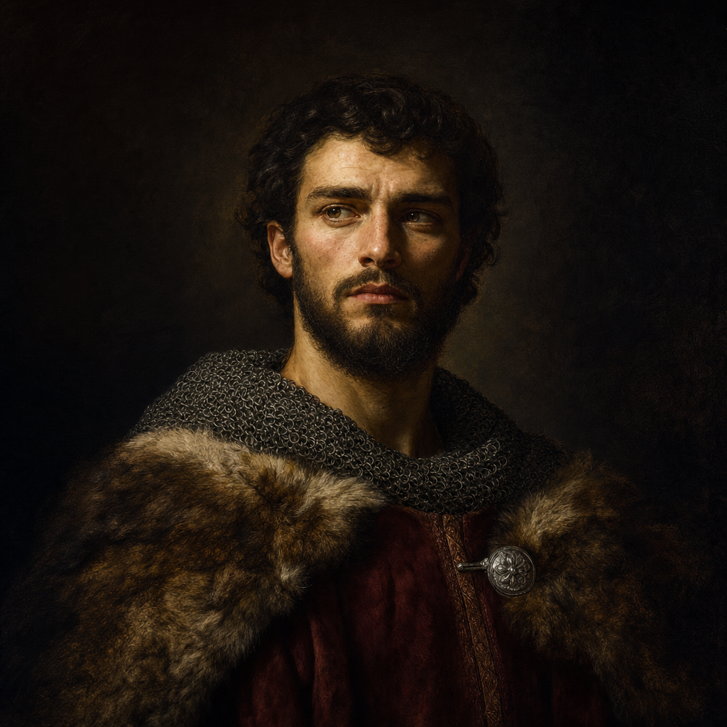 Portrait interpretation of Duke Béla of Macsó (AI-generated artwork, not documentary evidence)
