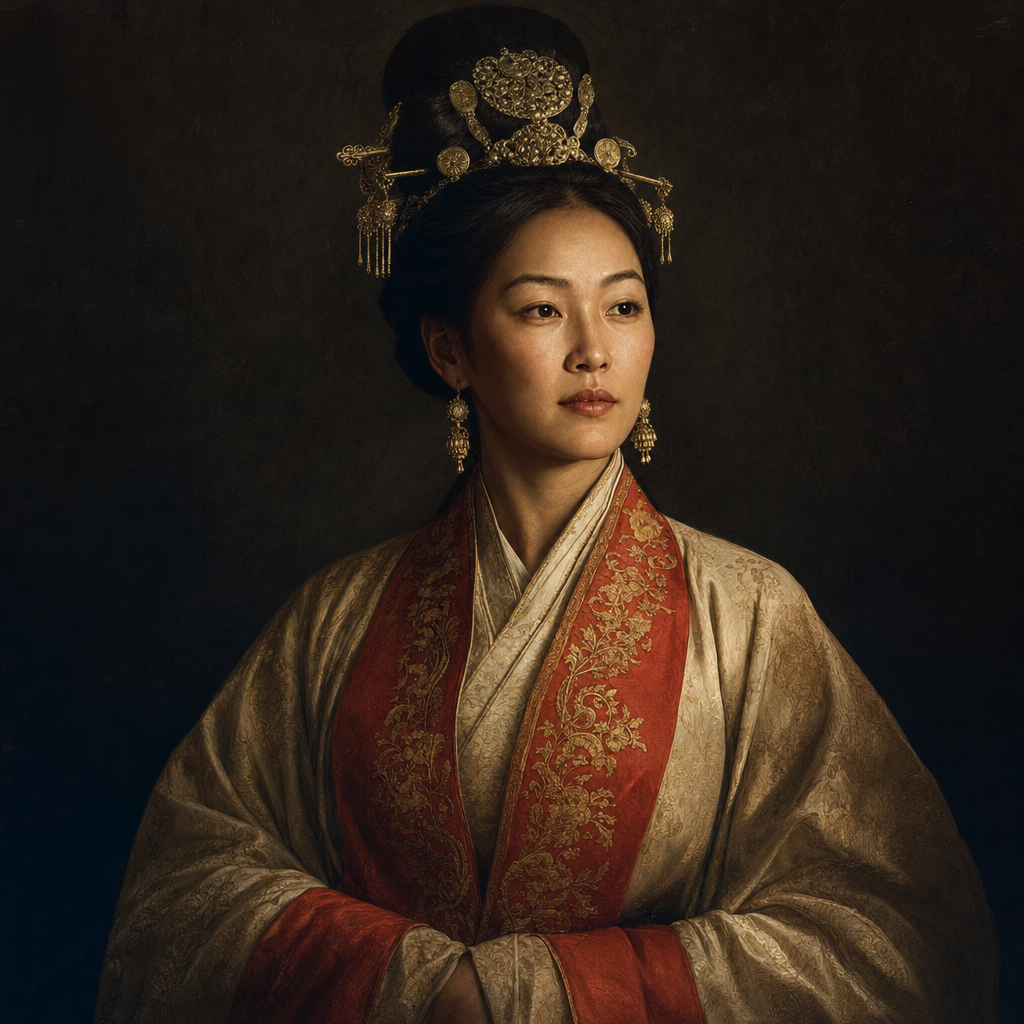 Portrait interpretation of Empress Ashina (AI-generated artwork, not documentary evidence)