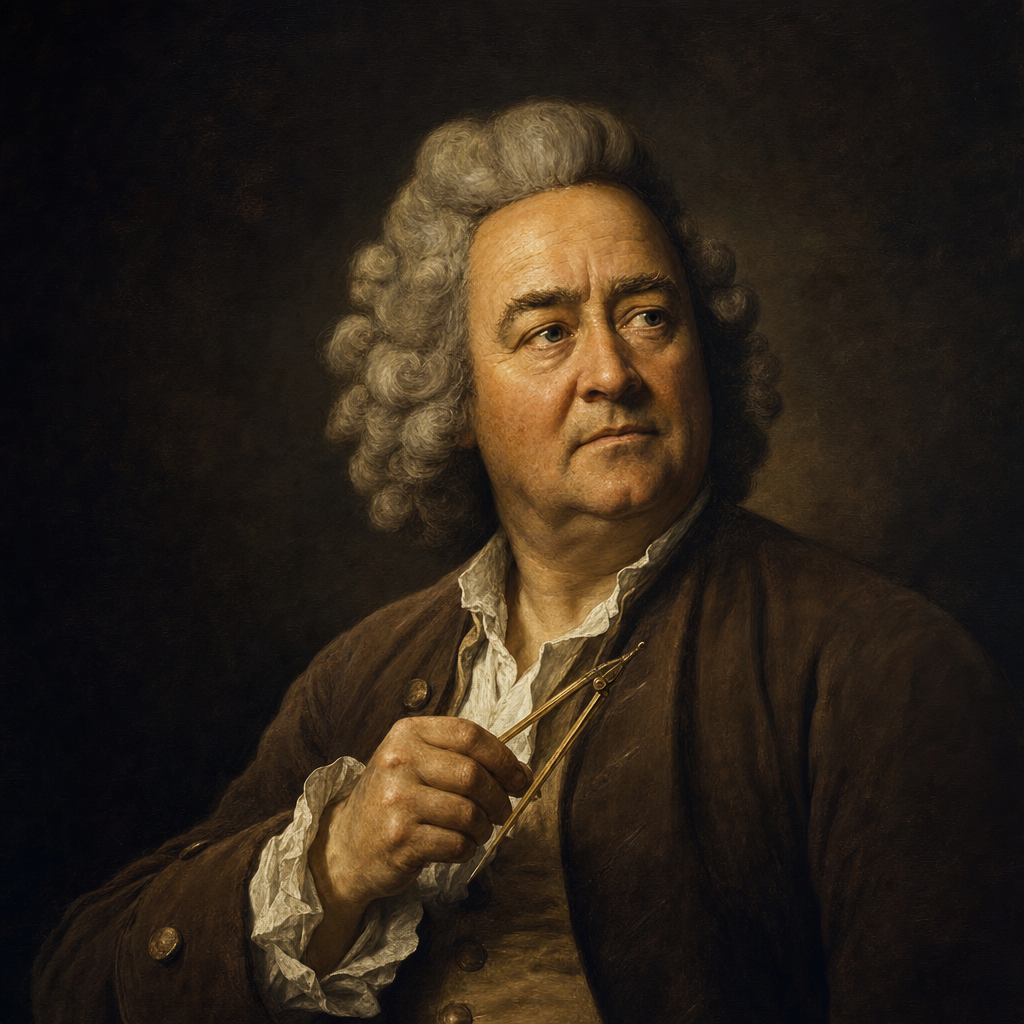 Portrait interpretation of George Bähr (AI-generated artwork, not documentary evidence)