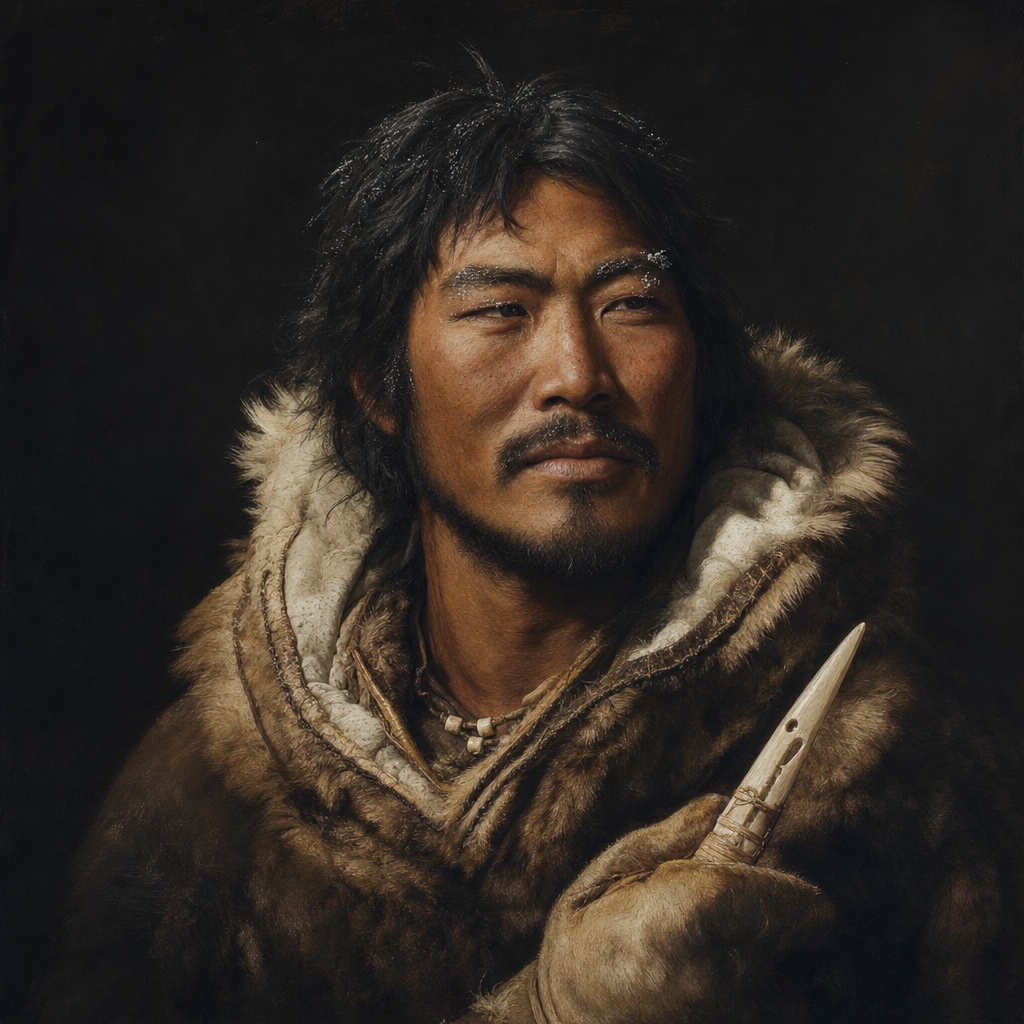 Portrait interpretation of Inuk of Greenland (AI-generated artwork, not documentary evidence)