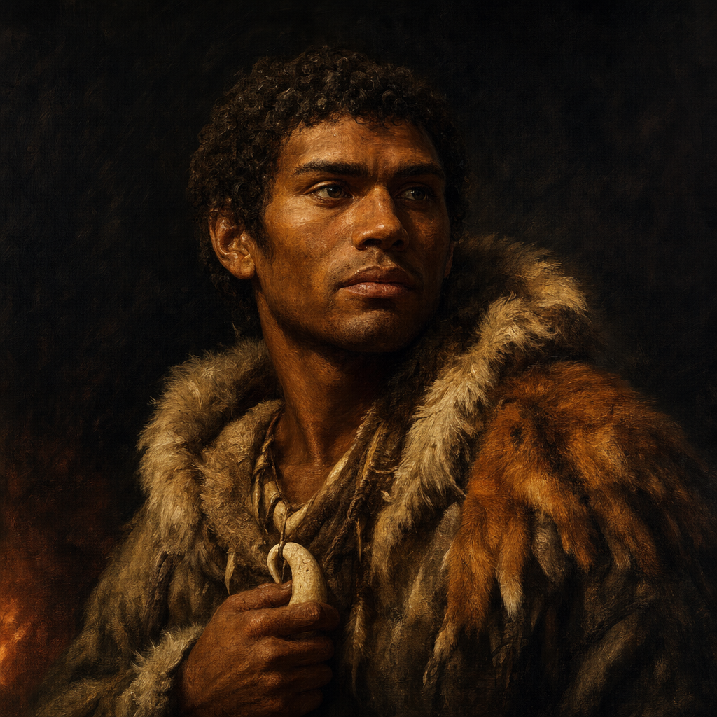 Portrait interpretation of Kostenki Man (AI-generated artwork, not documentary evidence)