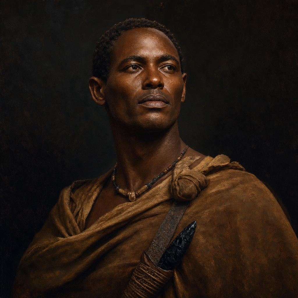 Portrait interpretation of Mota of the Ethiopian Highlands (AI-generated artwork, not documentary evidence)