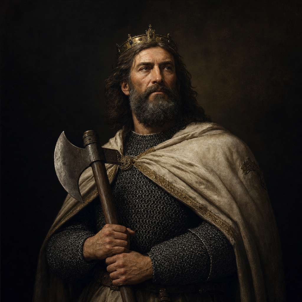 Portrait interpretation of Saint Ladislaus I of Hungary (AI-generated artwork, not documentary evidence)