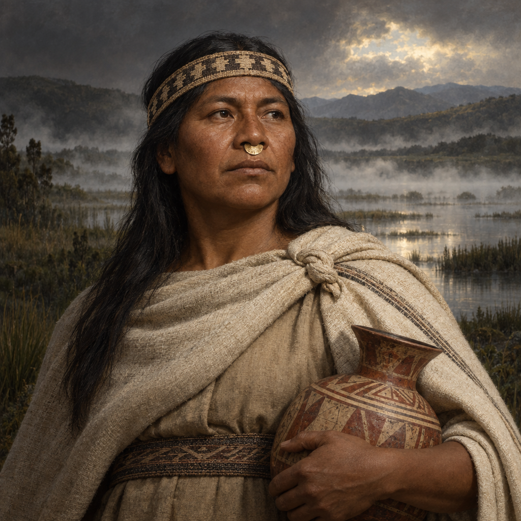 Portrait interpretation of The Ancient Highlanders of the Bogotá Altiplano (AI-generated artwork, not documentary evidence)