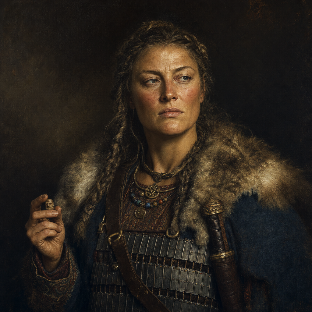 Portrait interpretation of The Birka Warrior Woman (AI-generated artwork, not documentary evidence)