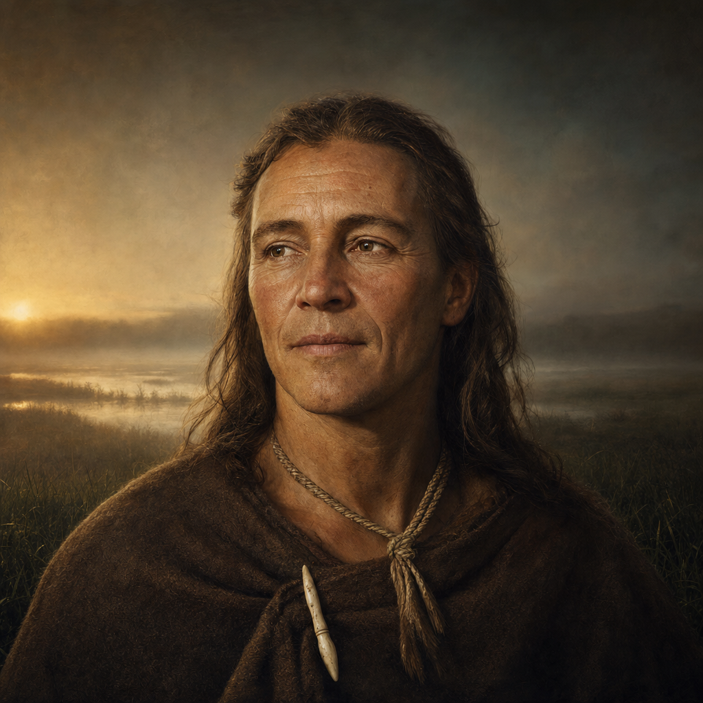 Portrait interpretation of The Bog People of Denmark (AI-generated artwork, not documentary evidence)