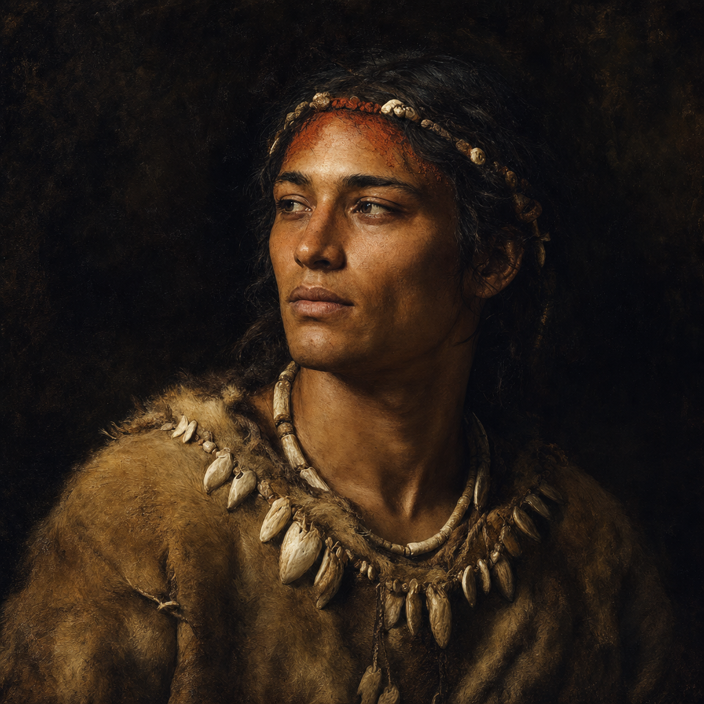 Portrait interpretation of The Dolní Věstonice Triple Burial (AI-generated artwork, not documentary evidence)