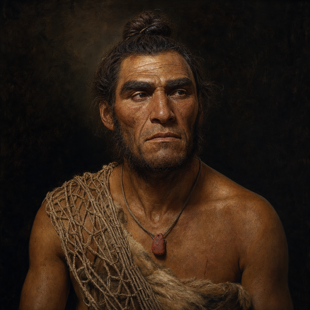 Portrait interpretation of The Fisher-Foragers of Lepenski Vir (AI-generated artwork, not documentary evidence)
