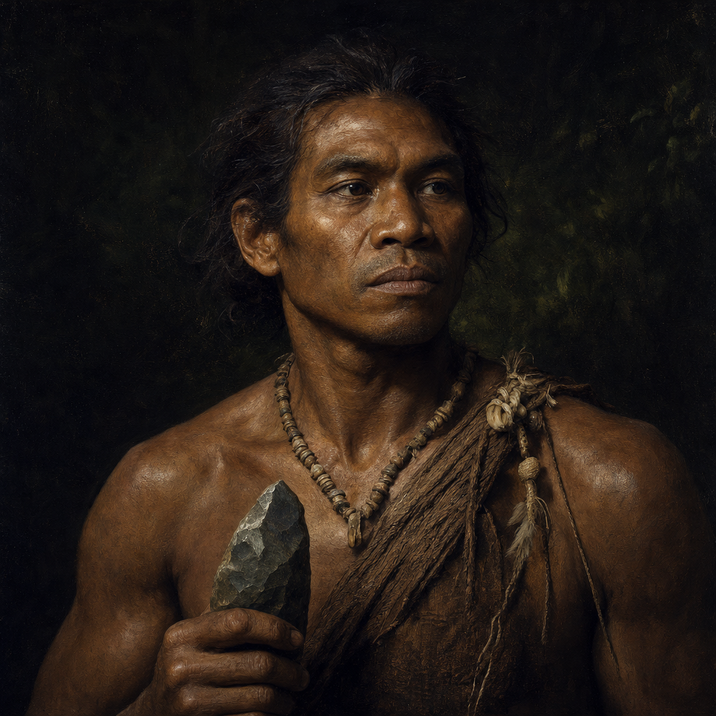 Portrait interpretation of The Hòabìnhian of Pha Faen (AI-generated artwork, not documentary evidence)