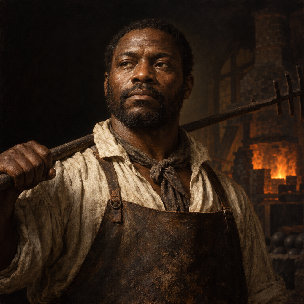 Portrait interpretation of The Ironworkers of Catoctin Furnace (AI-generated artwork, not documentary evidence)