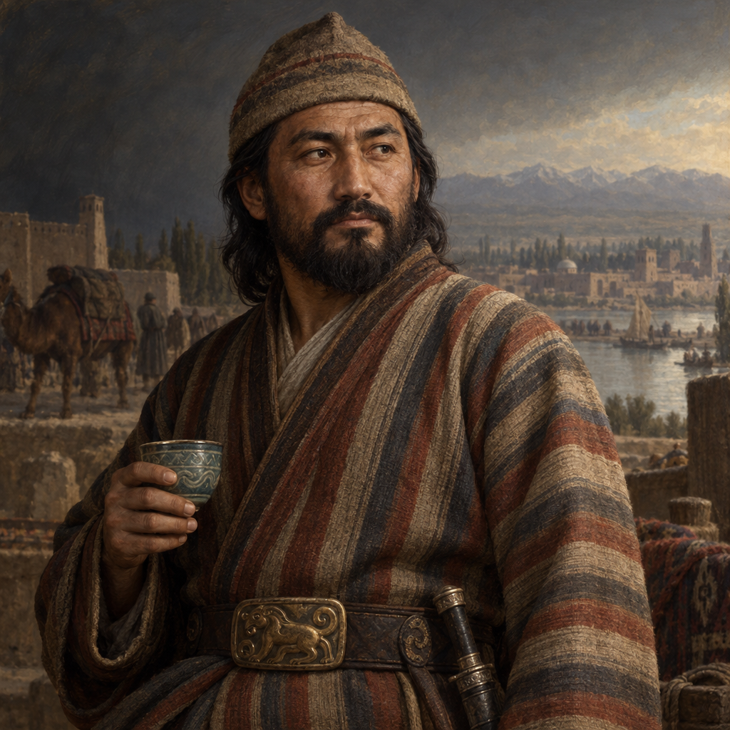 Portrait interpretation of The Kangju (AI-generated artwork, not documentary evidence)
