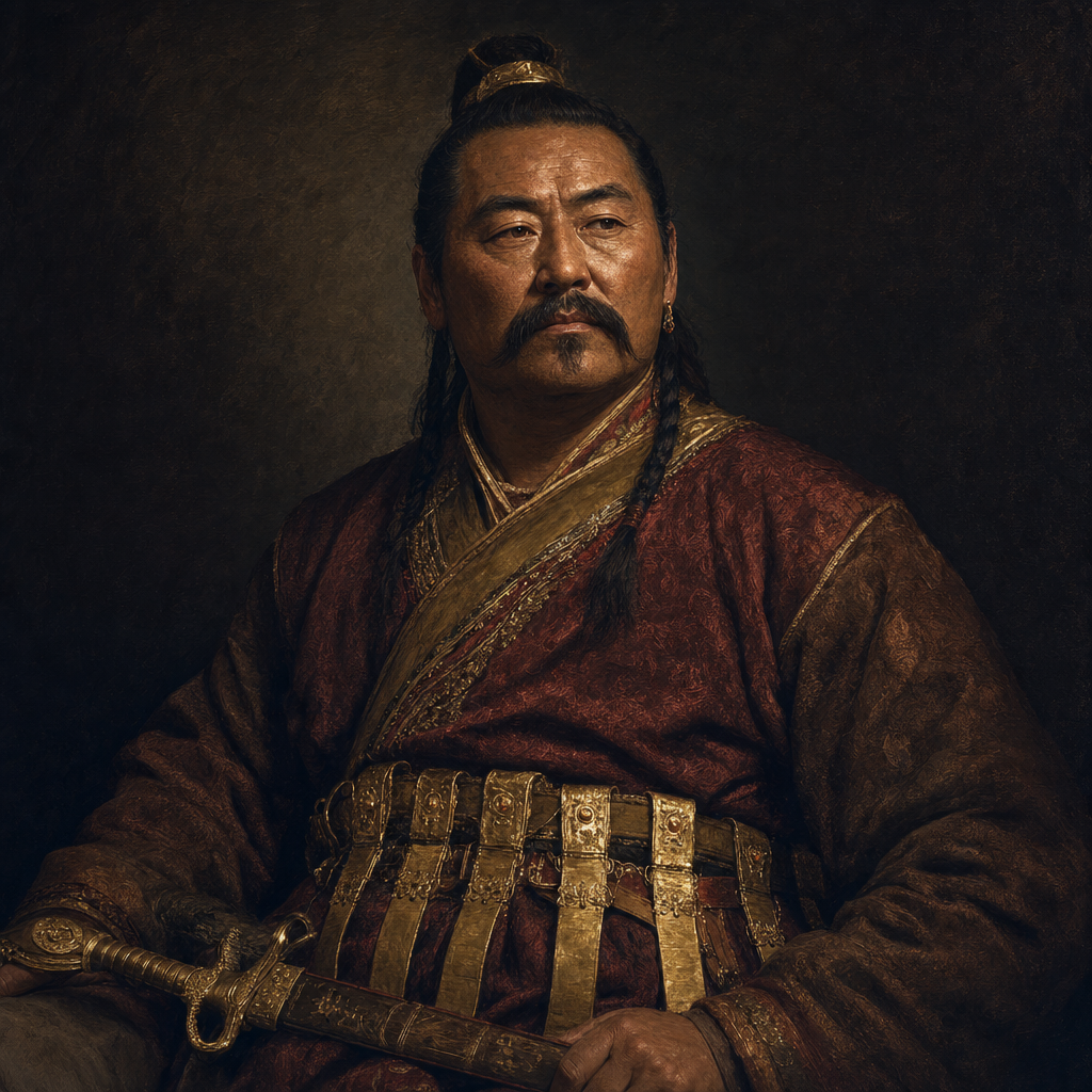 Portrait interpretation of The Kunbábony Avar Khagan (AI-generated artwork, not documentary evidence)