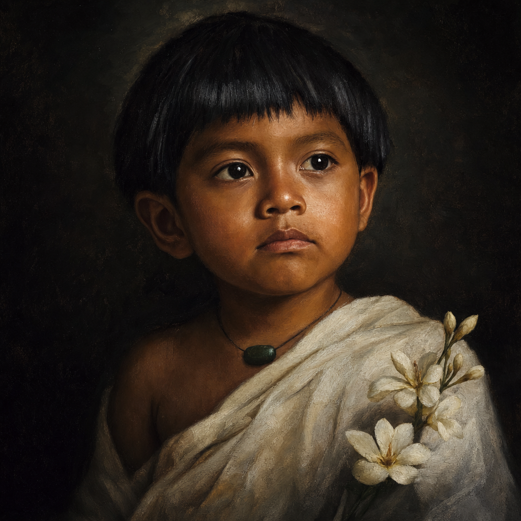 Portrait interpretation of The Maya of Chichén Itzá (AI-generated artwork, not documentary evidence)