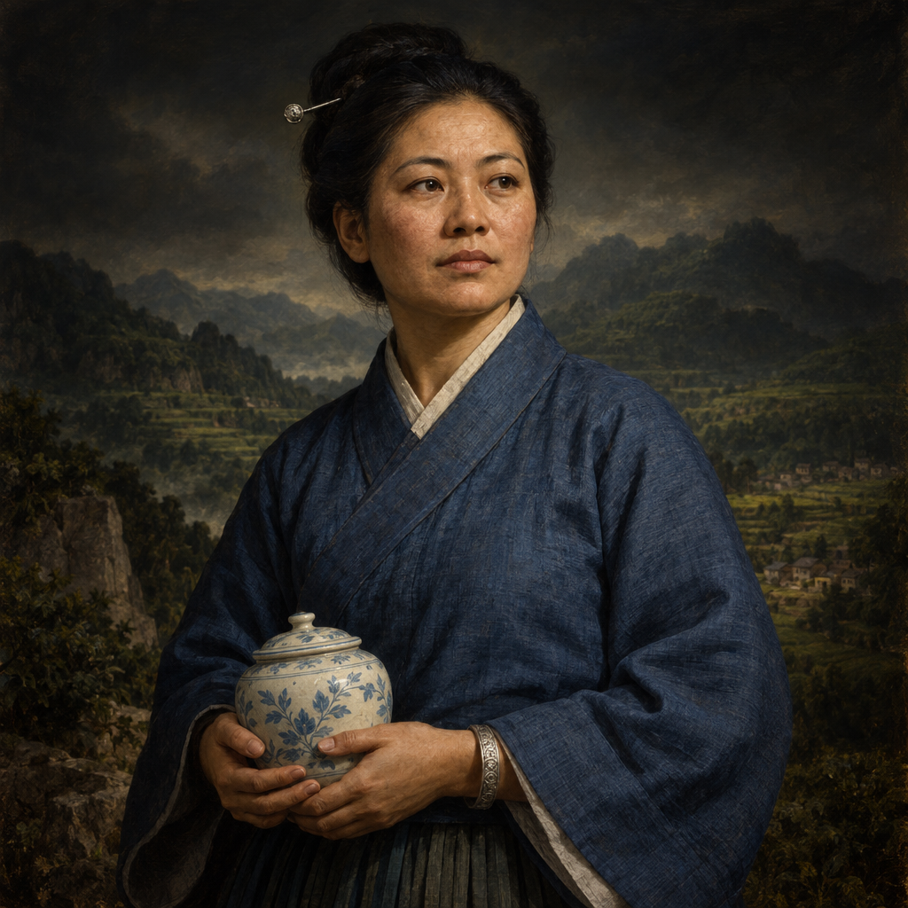 Portrait interpretation of The Ming Dynasty Burials of Dasongshan (AI-generated artwork, not documentary evidence)