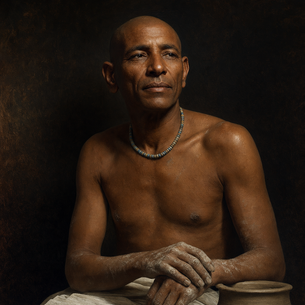 Portrait interpretation of The Old Kingdom Egyptian of Nuwayrat (AI-generated artwork, not documentary evidence)