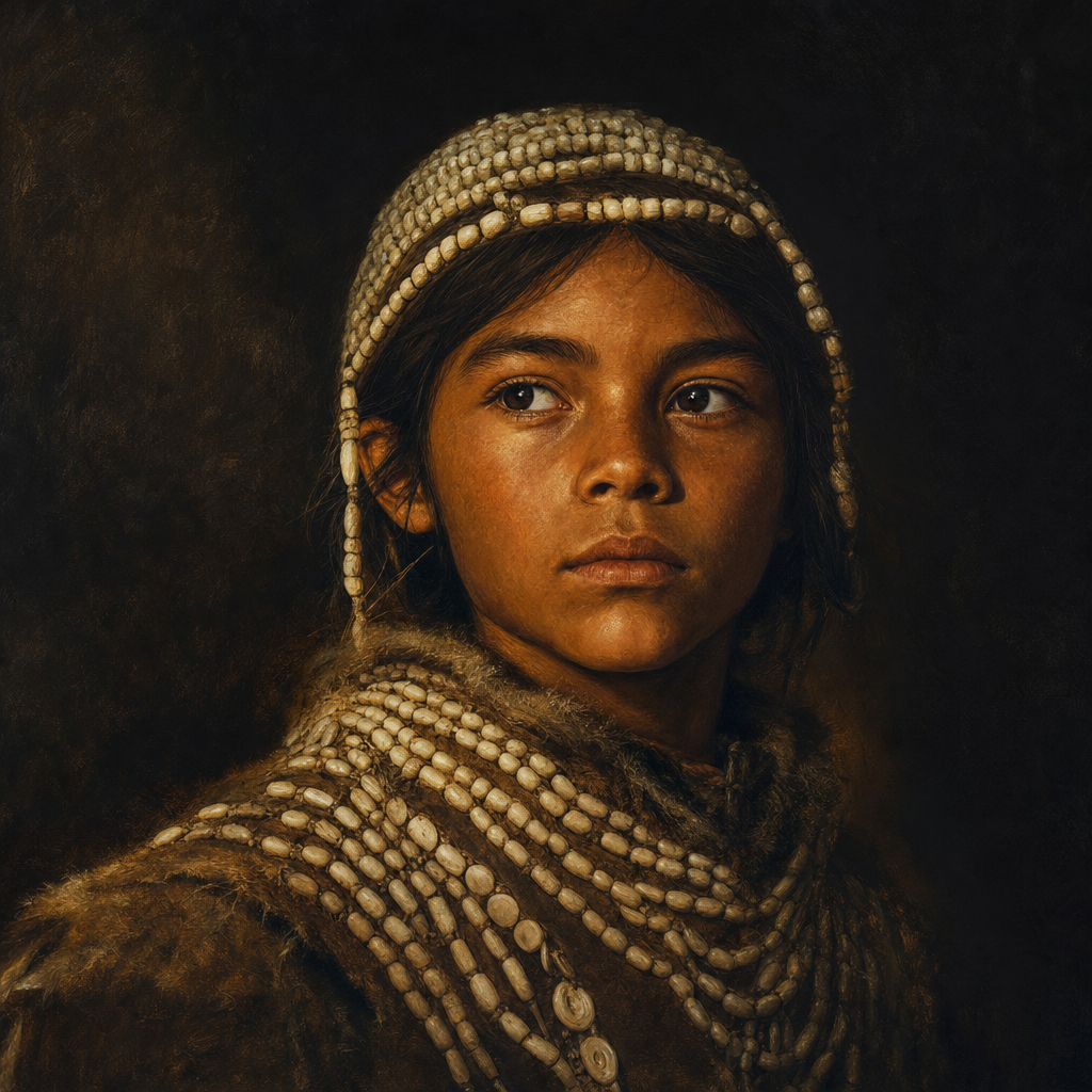 Portrait interpretation of The Sunghir Burial (AI-generated artwork, not documentary evidence)