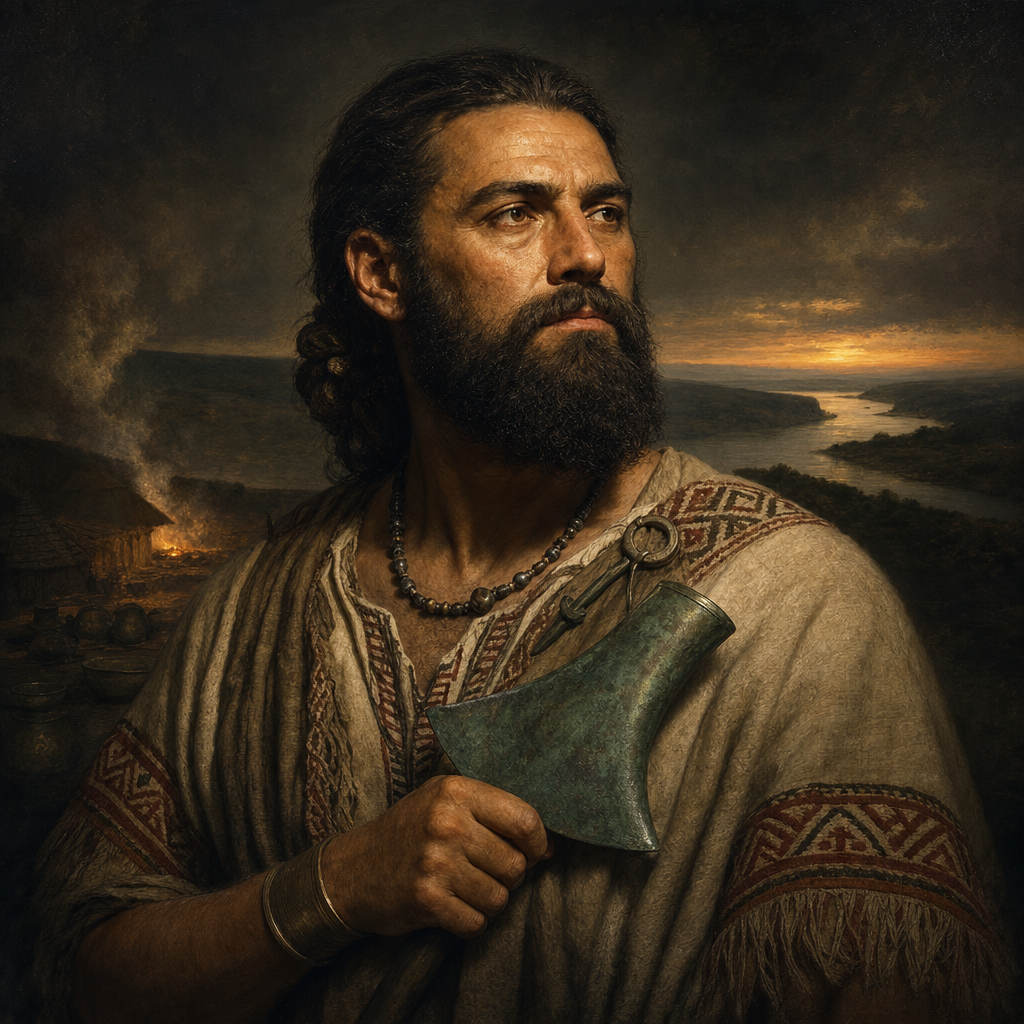 Portrait interpretation of The Vučedol Culture (AI-generated artwork, not documentary evidence)