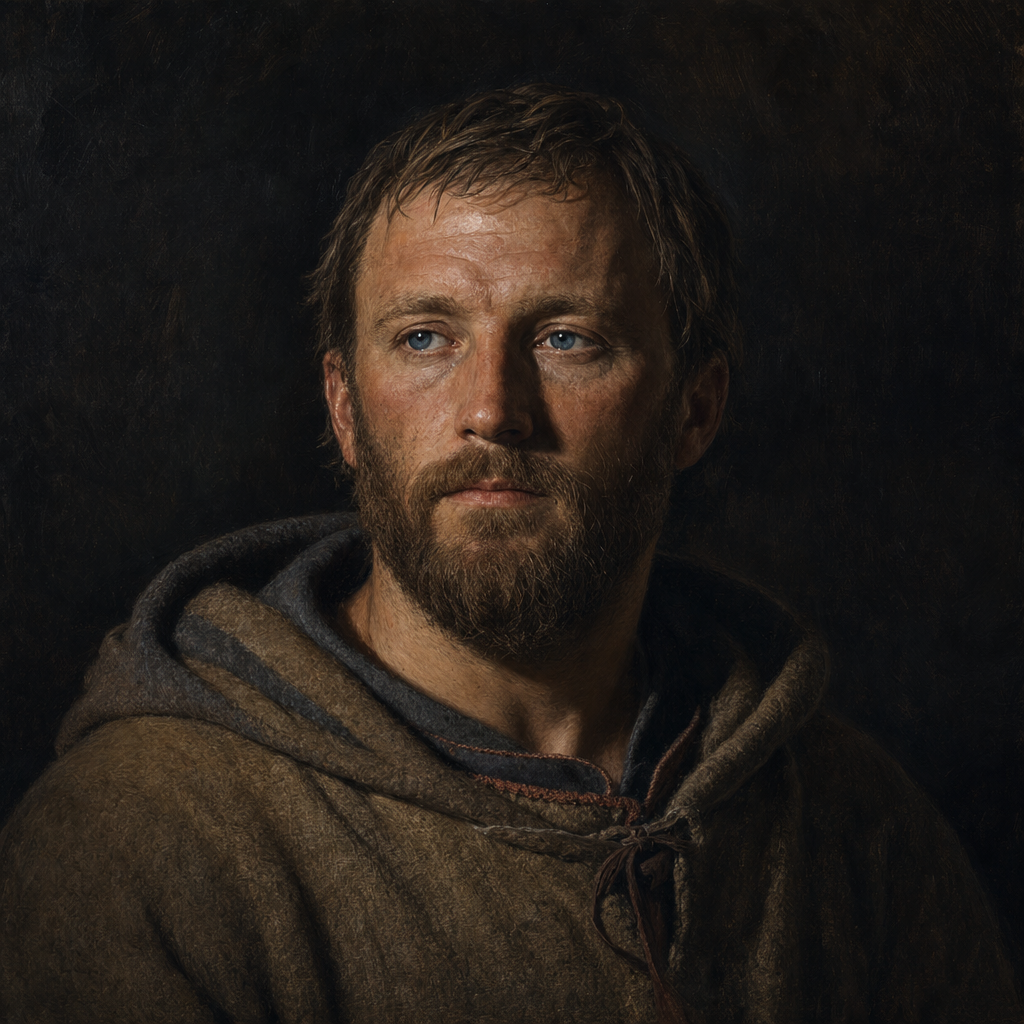 Portrait interpretation of The Well-man of Sverresborg (AI-generated artwork, not documentary evidence)
