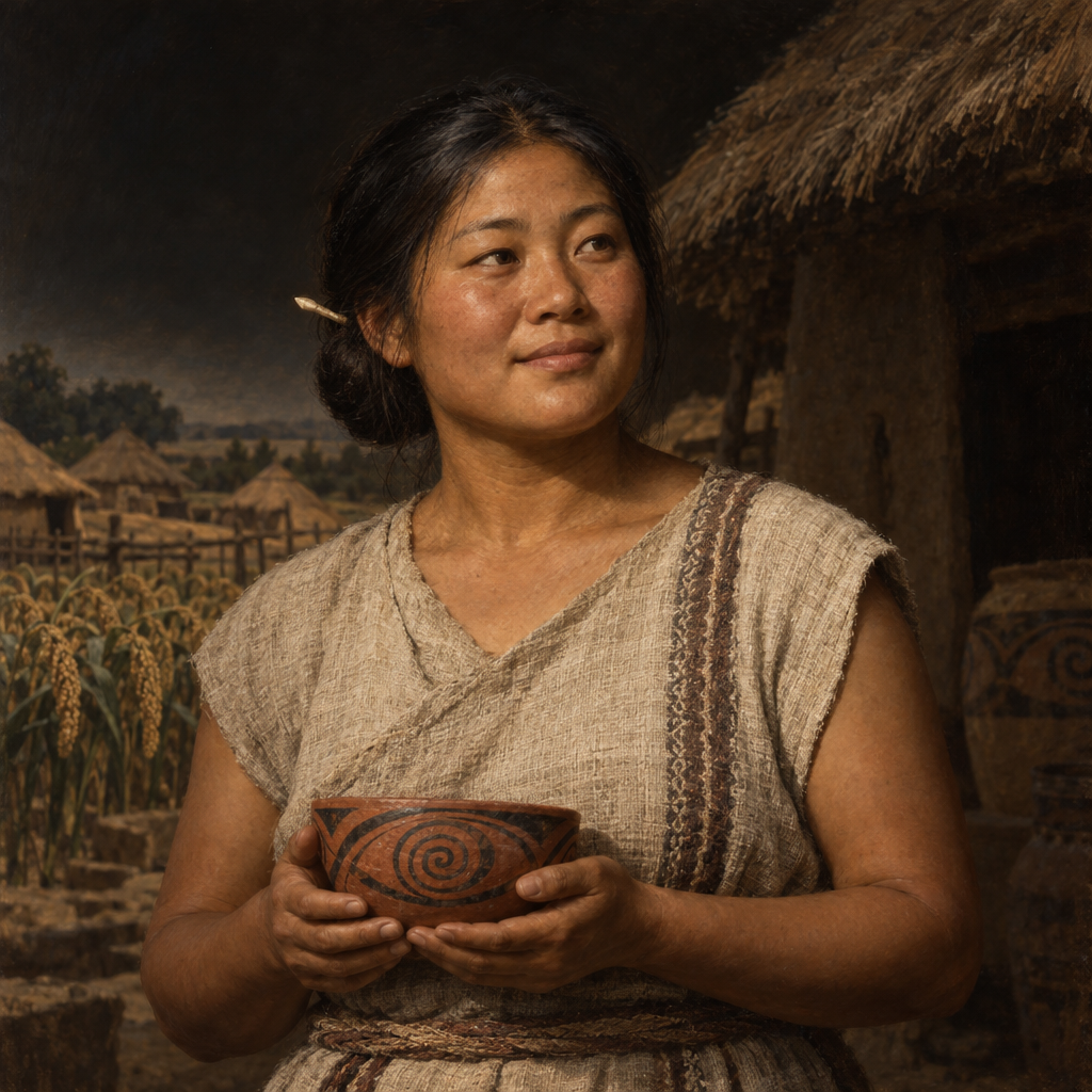Portrait interpretation of The Yangshao Farmers of Baligang (AI-generated artwork, not documentary evidence)