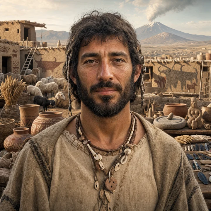 Artistic interpretation of the Anatolian Neolithic Farmer (AI-generated artwork, not documentary evidence)