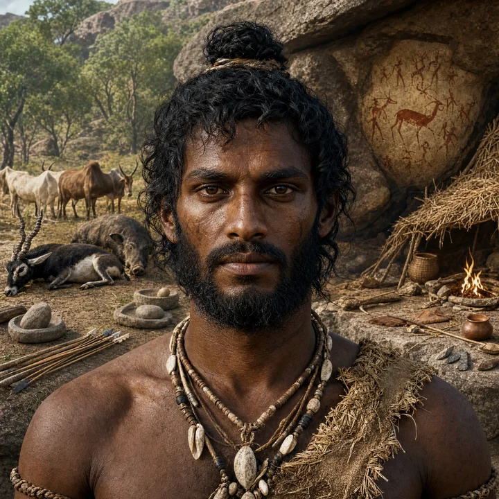 Artistic interpretation of the Ancestral South Indian (AI-generated artwork, not documentary evidence)