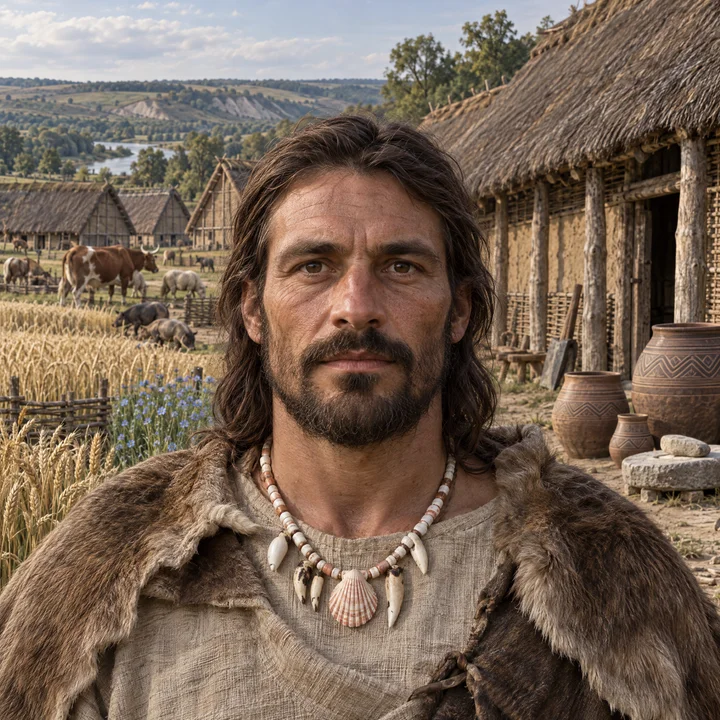 Artistic interpretation of the Early European Farmer (AI-generated artwork, not documentary evidence)