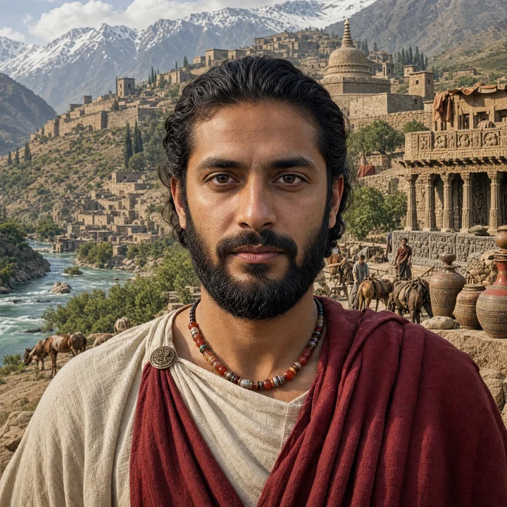 Artistic interpretation of the Gandharan Swat (AI-generated artwork, not documentary evidence)