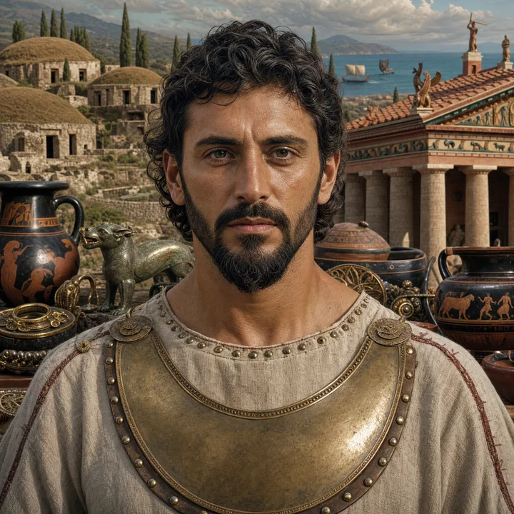 Artistic interpretation of the Latin and Etruscan (AI-generated artwork, not documentary evidence)