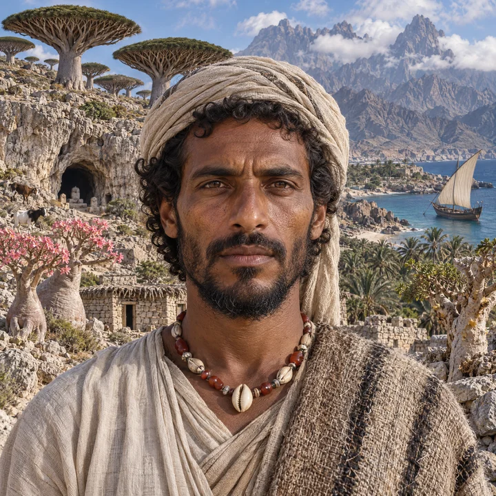 Artistic interpretation of the Medieval Socotra (AI-generated artwork, not documentary evidence)