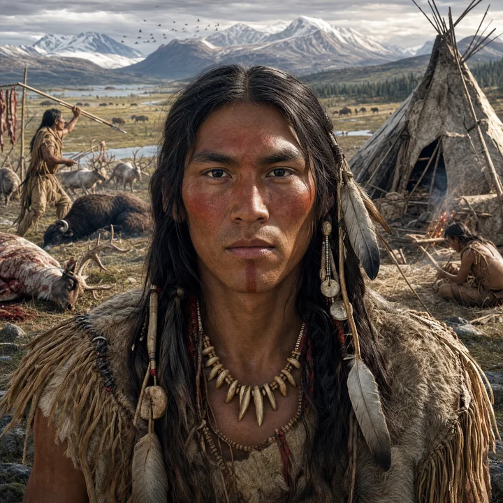 Artistic interpretation of the Native American (AI-generated artwork, not documentary evidence)